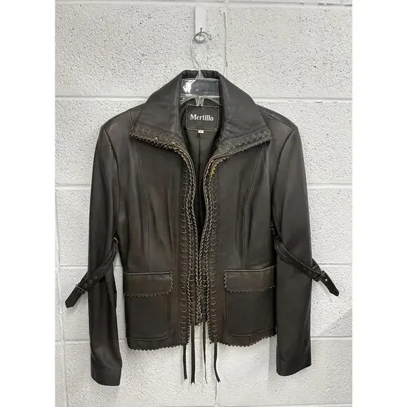 Vintage Mertillo Brown Leather Jacket (L)